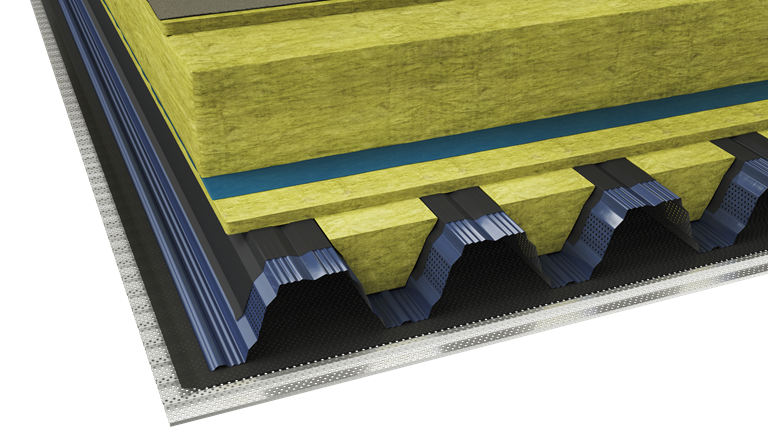 Ruukki T130M livperforerad + isolerstavar + Ruukki T20 perforerad profil med non-woven textil image