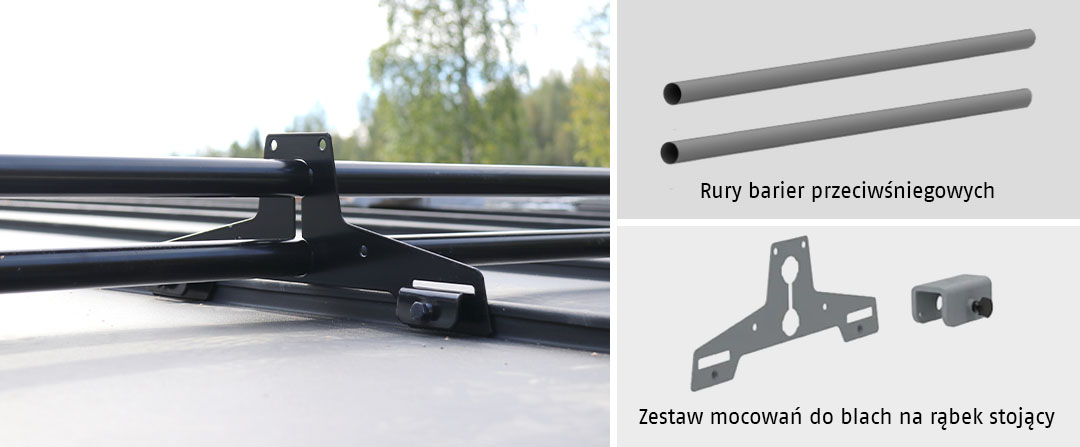 Bariera przeciwśniegowa Ruukki z mocowaniem na rąbek stojący