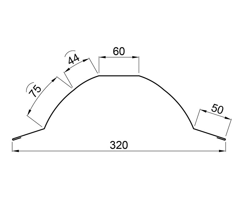 Flashings-TS-26-Ridge-Round-RA9BRO-drawing