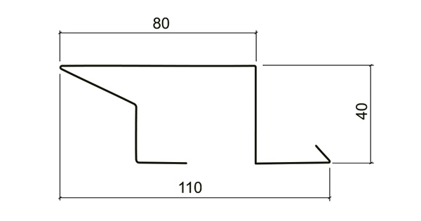Brėžinys - Ruukki ventiliacinis universalus lankstinys - tinka ir Classic, ir čerpiniams profiliams